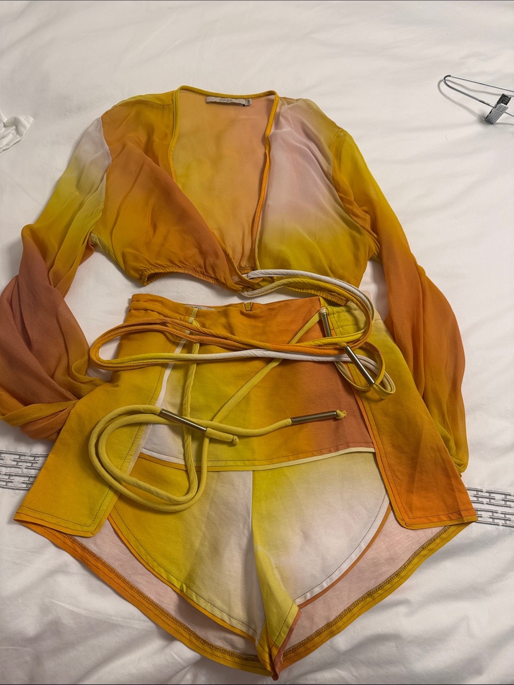 Women's Yellow Orange Ombre Wrap Blouse